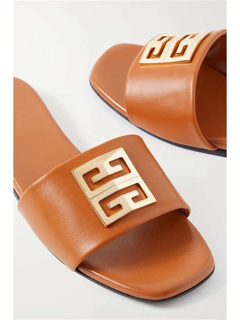 givenchy leather logo slides|More.